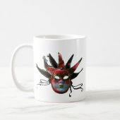 BLACK  RED JESTER MASK ,Masquerade Party Coffee Mug (Left)