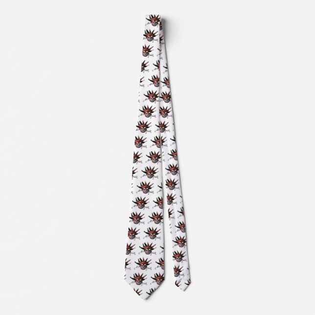 BLACK  RED JESTER MASK ,Masquerade Party Neck Tie (Front)