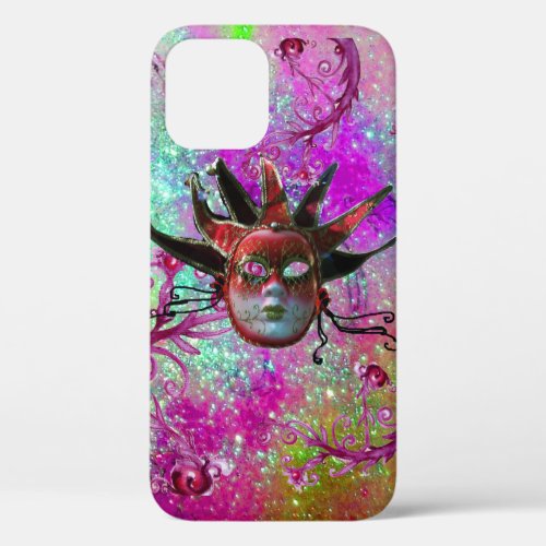 BLACK RED JESTER MASK Masquerade Party Purple Blue iPhone 12 Case