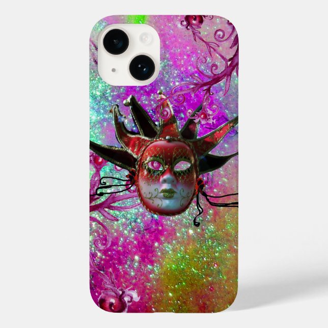 BLACK RED JESTER MASK Masquerade Party Purple Blue Case-Mate iPhone Case (Back)