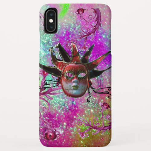 BLACK RED JESTER MASK Masquerade Party Purple Blue iPhone XS Max Case