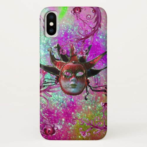 BLACK RED JESTER MASK Masquerade Party Purple Blue iPhone X Case