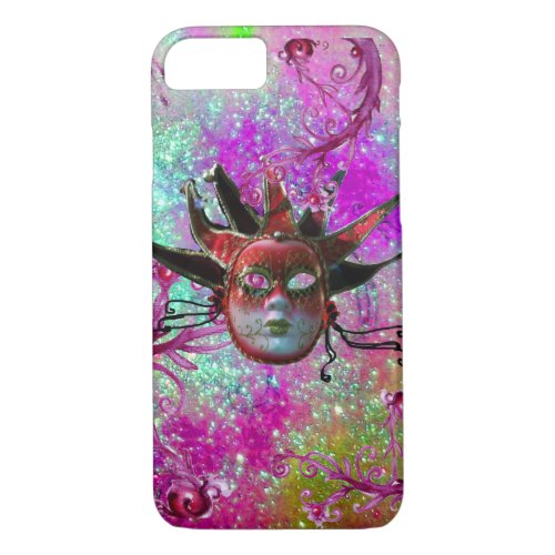 BLACK RED JESTER MASK Masquerade Party Purple Blue iPhone 87 Case