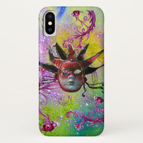 BLACK RED JESTER MASK Masquerade Purple Green iPhone X Case