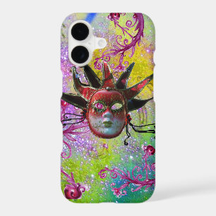BLACK RED JESTER MASK Masquerade Purple Green iPhone 17 Case