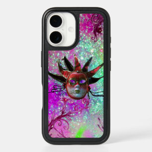 BLACK RED JESTER MASK Masquerade purple violet  iPhone 16 Case