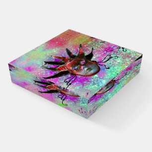 BLACK RED JESTER MASK Masquerade Purple Violet Paperweight