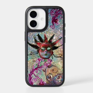BLACK RED JESTER MASK Masquerade Teal Blue iPhone 17 Case