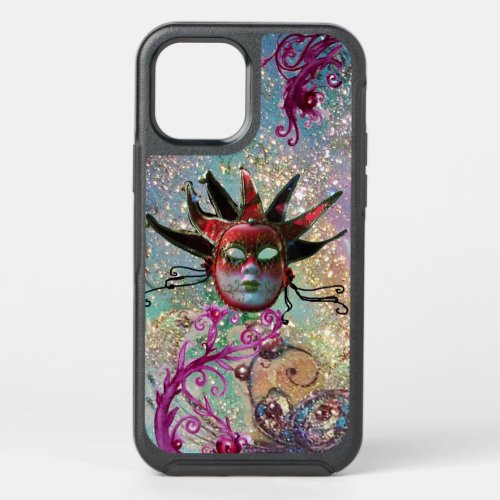 BLACK RED JESTER MASK Masquerade Teal Blue OtterBox Symmetry iPhone 12 Case