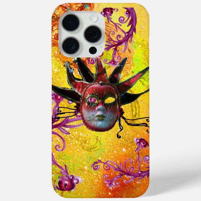 BLACK RED JESTER MASK Masquerade Yellow  Purple Case-Mate iPhone Case (Back)