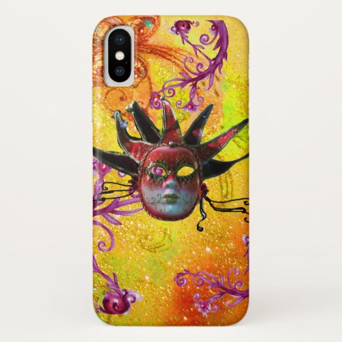 BLACK RED JESTER MASK Masquerade Yellow  Purple iPhone X Case