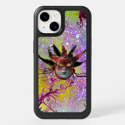 BLACK RED JESTER MASK Masquerade yellow violet  OtterBox iPhone 14 Case