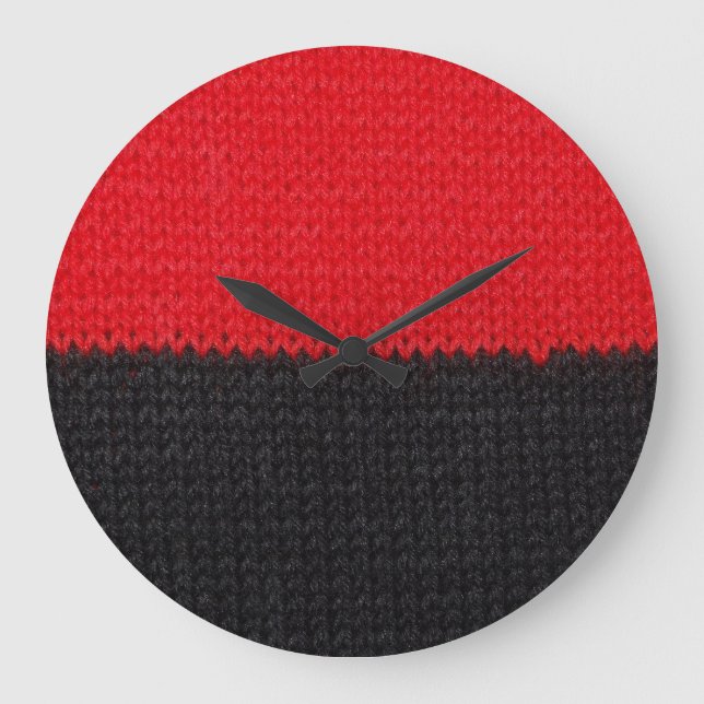 Black-red knit: striped closeup. large clock (Front)