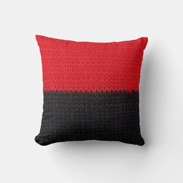 Black-red knit: striped closeup. throw pillow (Front)