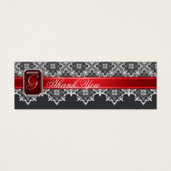Black & Red Lace Jeweled Wedding Favor Tag by theedgeweddings at Zazzle