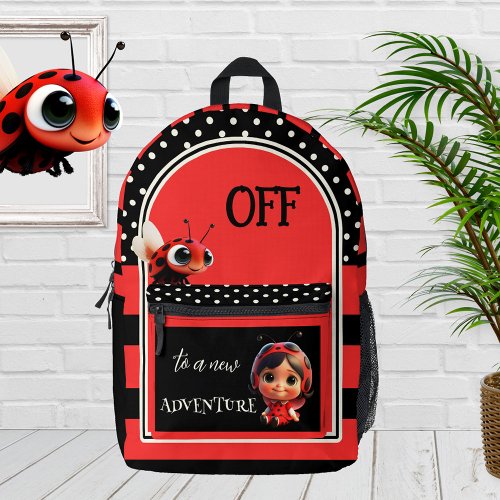 Black Red Ladybug Cute Kids Printed Backpack