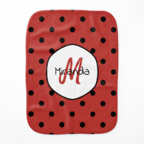 Black Red Ladybug Polka Dots Name and Monogram Baby Burp Cloth Black Red Ladybug Polka Dots Name and Monogram Baby Burp Cloth