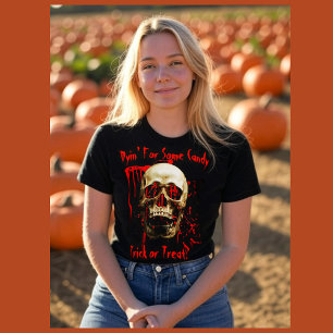 Black & Red Laughing Skull Bloody Halloween T-Shirt