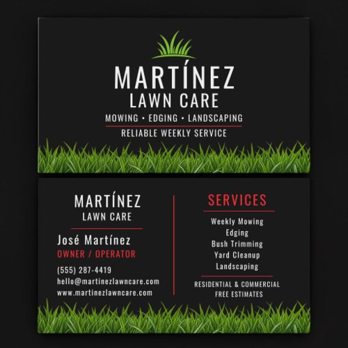 Black & Red Lawn Care Landscaping Business Card