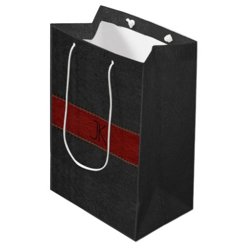 Black  Red Leather Design Medium Gift Bag