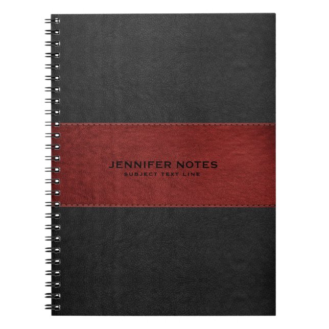 Black & Red Leather Texture Print Notebook (Front)