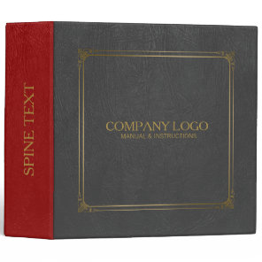 Black & Red Leather With Gold Frame Accent 3 Ring Binder