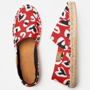 black red leopard animal print hearts espadrilles