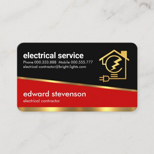 Black Red Letter_e Bulb Home Circuit Business Card