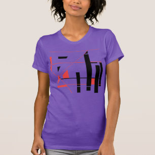 Black Red Lines Shapes Geometric MCM-inspired T-Shirt