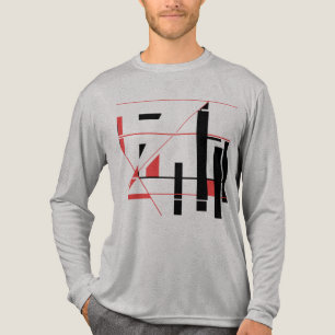 Black Red Lines Shapes Geometric MCM-inspired Tri-Blend Shirt