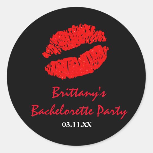 Black  Red Lips Kiss Party Favor Sticker
