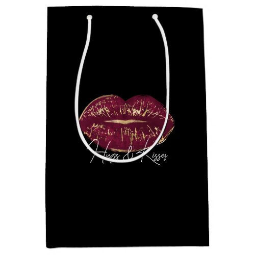 Black Red Lips Kisses Medium Gift Bag