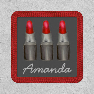 Black Red Lipstick Tubes Makeup Artist Cosmetology Patch