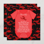 Black Red Lobster Crayfish Baby Boy Shower Invitation (Front/Back)