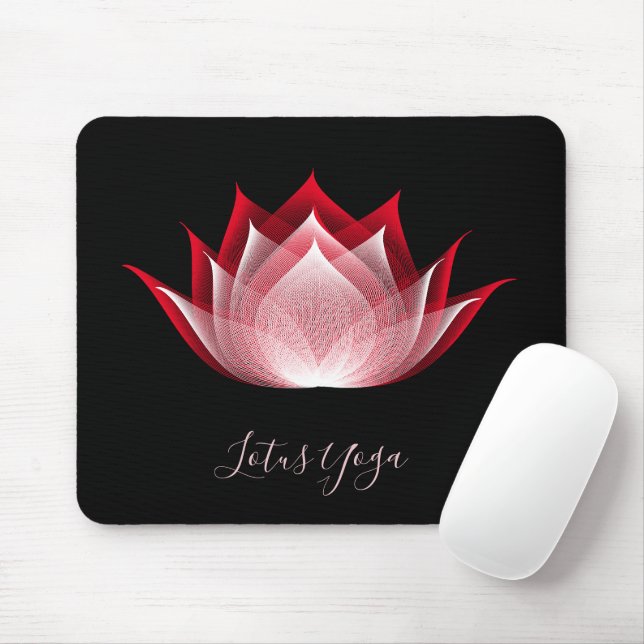 Black Red Lotus Moiré Drawing Flower Graphic Yoga Mouse Pad (With Mouse)