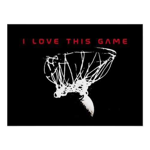 Black  Red Love Basketball Game Perfect Poster
