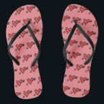 Black & Red Love Heart Flip Flops<br><div class="desc">Love heart wedding flip flops.</div>
