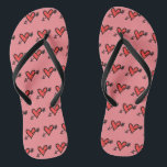Black & Red Love Heart Flip Flops<br><div class="desc">Love heart wedding flip flops.</div>