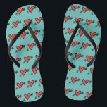 Black & Red Love Heart Flip Flops<br><div class="desc">Love heart wedding flip flops.</div>