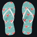 Black & Red Love Heart Flip Flops<br><div class="desc">Love heart wedding flip flops.</div>