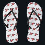 Black & Red Love Heart Flip Flops<br><div class="desc">Love heart wedding flip flops.</div>