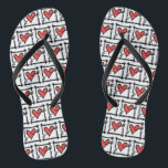 Black & Red Love Heart Flip Flops<br><div class="desc">Love heart wedding flip flops.</div>