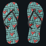 Black & Red Love Heart Flip Flops<br><div class="desc">Love heart wedding flip flops.</div>