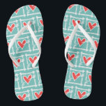Black & Red Love Heart Flip Flops<br><div class="desc">Love heart wedding flip flops.</div>