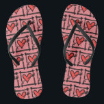 Black & Red Love Heart Flip Flops<br><div class="desc">Love heart wedding flip flops.</div>