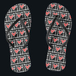 Black & Red Love Heart Flip Flops<br><div class="desc">Love heart wedding flip flops.</div>