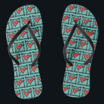 Black & Red Love Heart Flip Flops<br><div class="desc">Love heart wedding flip flops.</div>
