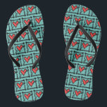 Black & Red Love Heart Flip Flops<br><div class="desc">Love heart wedding flip flops.</div>