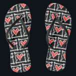 Black & Red Love Heart Flip Flops<br><div class="desc">Love heart wedding flip flops.</div>