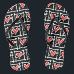 Black & Red Love Heart Flip Flops<br><div class="desc">Love heart wedding flip flops.</div>